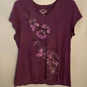 Sonoma Plum Floral Short Sleeve Top
